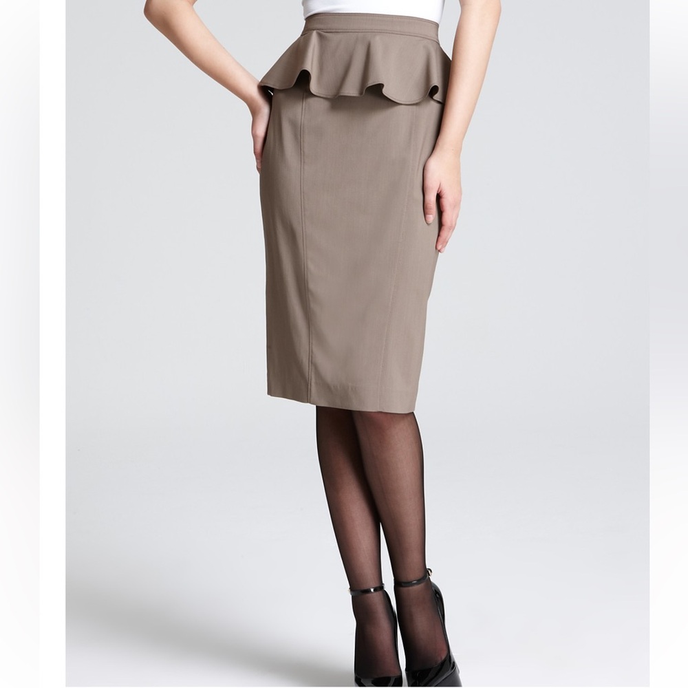 Burberry Tan Pencil Skirt with Ruffled Waist